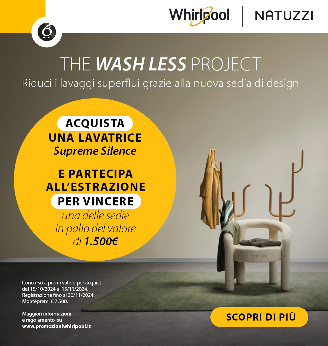 Promozione Grandi Elettrodomestici: Whirlpool: in palio una sedia The Wash Less Project