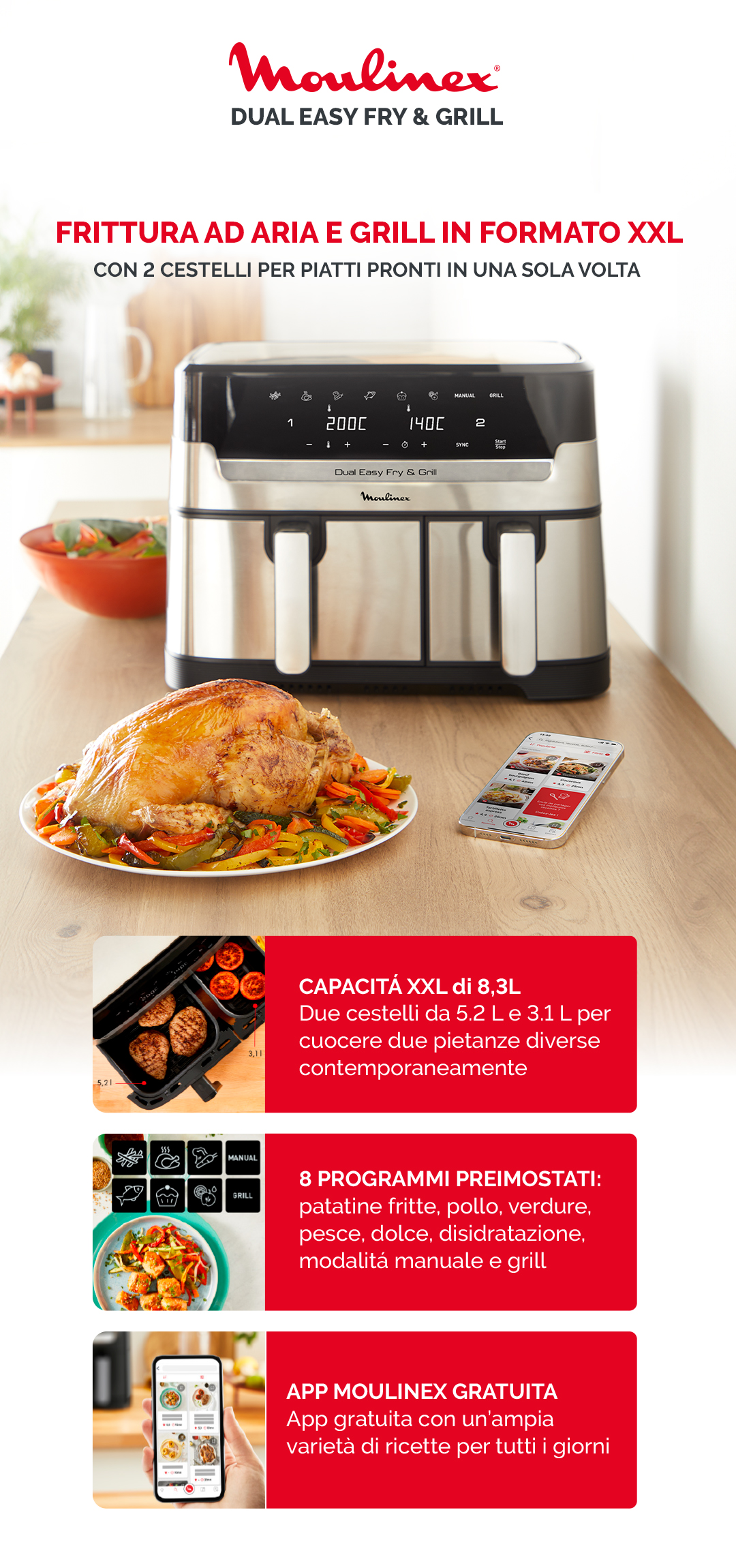 Offerte Moulinex Friggitrice ad aria dual