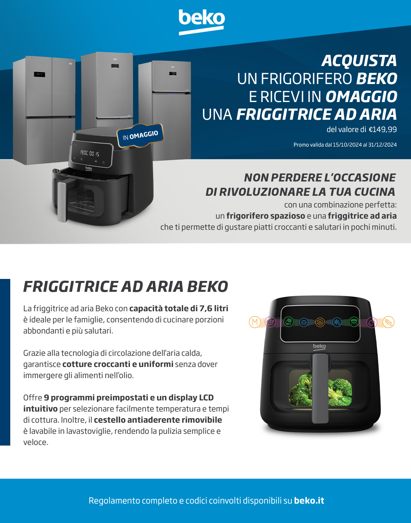 Promozione Beko: in omaggio friggitrice ad aria